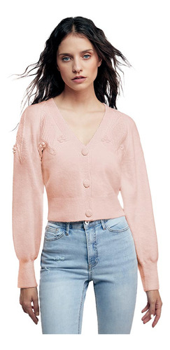 Sweater Sueter De Botones Sao Paulo Rosa Para Mujer Wn67