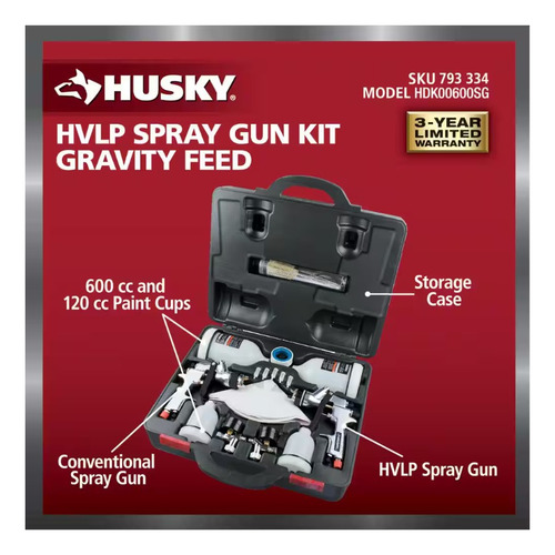 Juego De Pistolas Para Pintar Gravedad Hvlp Husky 793 334 Cromo
