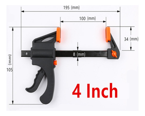 Abrazaderas De Carpintería Tipo F De 6 Piezas De 4 Pulgadas