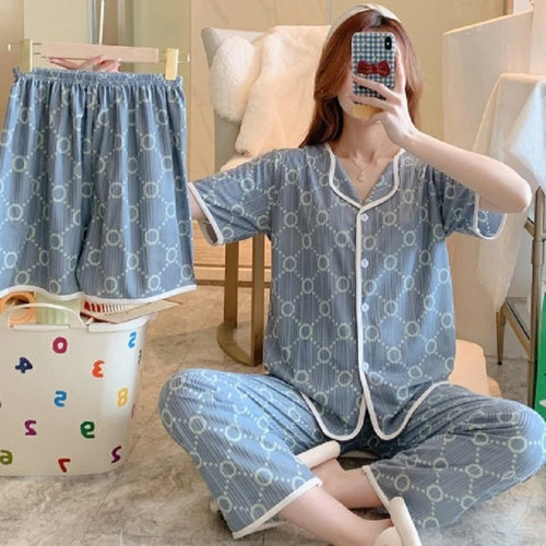 Pijama Para Mujer 3 Piezas Modelo Coreano Verano 