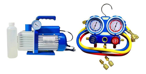Manifold R410 R22 R134 Y Bomba De Vacio 70 Litros 2etapas