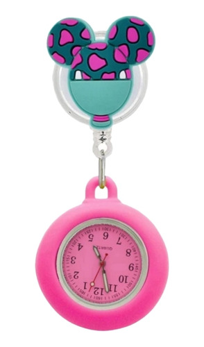 Reloj De Enfermera Minnie Bicolor Con Bolsito Rosado