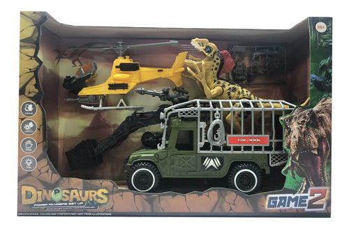 Set Dinosaurio Con 2 Vehiculos Cksur0724