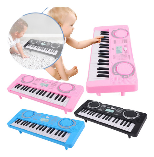 Mini Piano Electronico Para Niños Color Celeste 37 Teclas