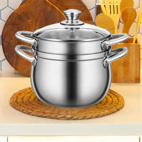 Olla De Acero Inoxidable Para Sopa, Pasta, 20cm Y Rejilla De
