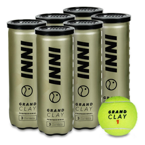 Bola De Tenis Inni Grand Clay Pack C/6 Tubos