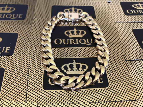 Pulseira Masculina Ouro 18k 750 Grumet 1x1 Tradicional 30 G