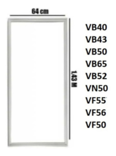 Borracha Freezer Metalfrio Vb43 / Vb46r /vb40r / Vb65r Preto