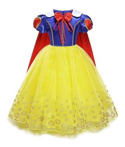 Imagem 4 de 8 de Fantasia Luxo Branca De Neve Completa Vestido E 7 Acessórios