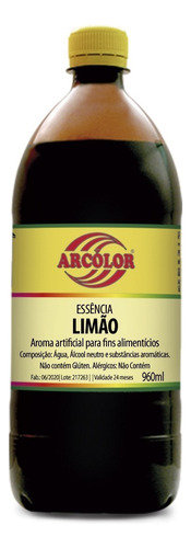 Essência Artificial Comestível 960ml Arcolor Sabor Limão