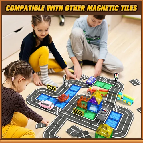Paquete De Expansión De Magnetic Tiles Road Igivi Para Niños