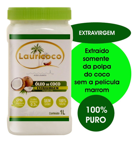 Óleo De Coco Extra Virgem 100% Natural - 1 Litro