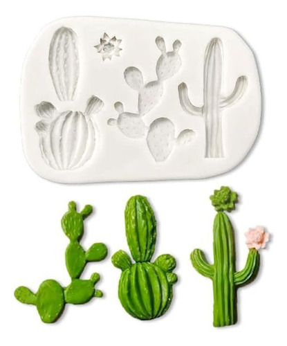 Molde De Silicona Cactus Ideal Porcelana Fria, Resina