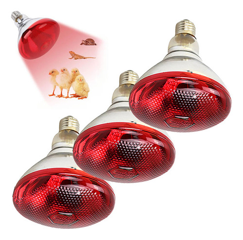 Juego De 3 Bombillas Infrarrojas Rojas De 275 W Para Animale