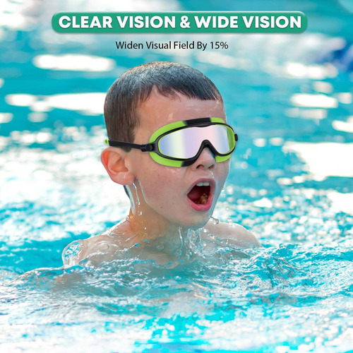 Gafas De Natacion Portzon Wide View, Unisex Para Ninos An...