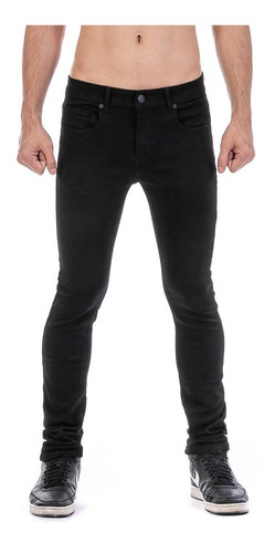 Pantalón Negro Caballero Skinny Slim Bolsa Seccionada 