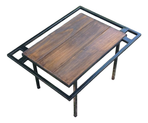 Mesa Ratona Living Auxiliar Exterior En Hierro Y Madera 