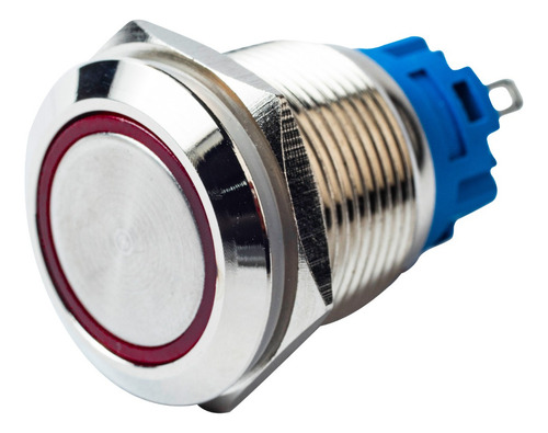 Boton Metalico Switch Momentaneo Iluminado 19mm 12v 24v Rojo
