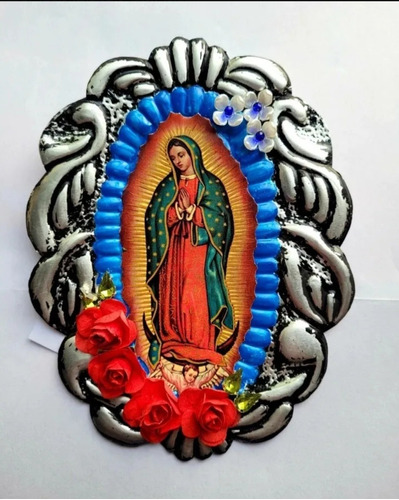 Virgen De Guadalupe.  Cuadro. Repujado. Aluminio