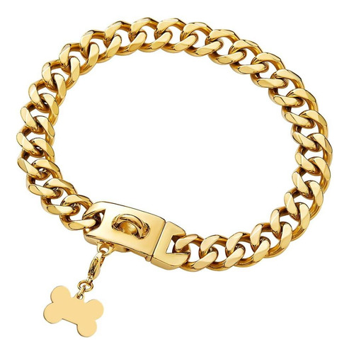 Collar De Cadena De Perro Dorado Con Diseño De Hebilla Y De