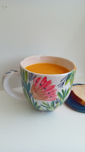Tazon Xl Sopero Pintado A Mano Alto Taza Blanco Tazon Sopero Xl Alto