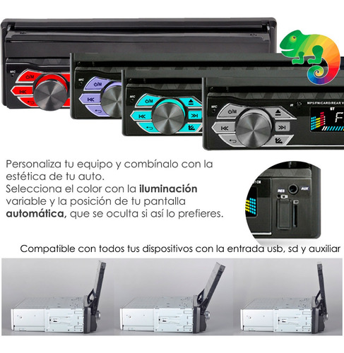 Imagen 4 de 5 de Autoestereo Vak 1703 Motorizado Mp5 Bluetooth Usb Mirrorlink