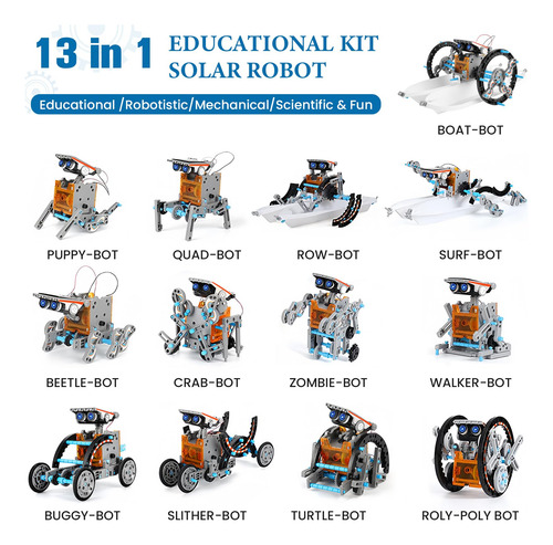 Robot Solar 13 En 1 Stem Juguetes Educativos Gris Mmg