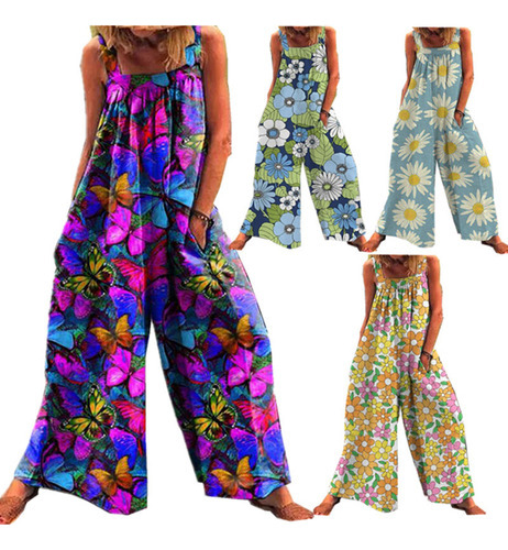 Mono Suelto Para Mujer Pantalones De Pierna Ancha Mono Bohem
