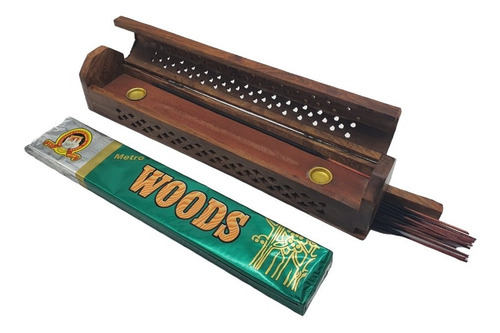 Porta Incienso Tipo Baul Grabado Con Incienso Metro Woods