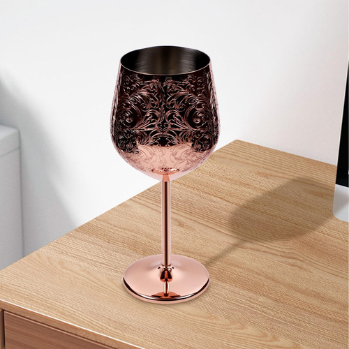 Juego De 2 Copas De Vino De Acero Inoxidable Grabadas, Copas