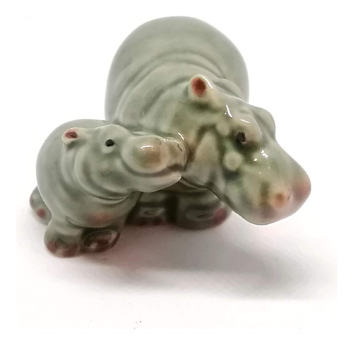 Zoocraft - Figura De Ceramica Hipopotamo Pintada A Mano Para