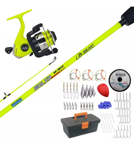 Kit De Pesca Caña + Reel + Caja Completa Accesorios Rio