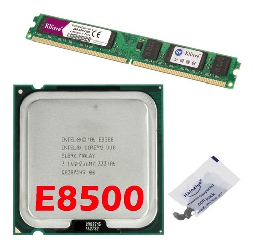 Imagem 1 de 7 de Kit Cpu Core 2 Duo E8500 3,16 Ghz + Memória Ddr2 800mhz 2gb