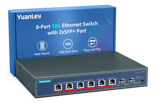 Conmutador Ethernet Yuanley De 8 Puertos Y 10 G Con Velocida