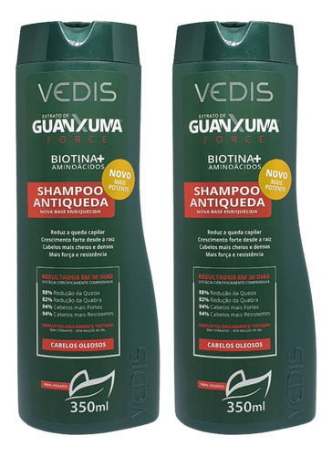 Shampoo Antiqueda Guanxuma Force Oleoso 2 X 350ml Vedis