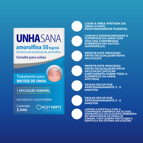 Unha Sana Esmalte Antimicótico 50mg/ml (kit 2x2,5ml=5ml) Sem Cor