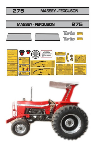 Kit Adesivos Trator Massey Ferguson Mf 275 Turbo Ca-00460 Mq