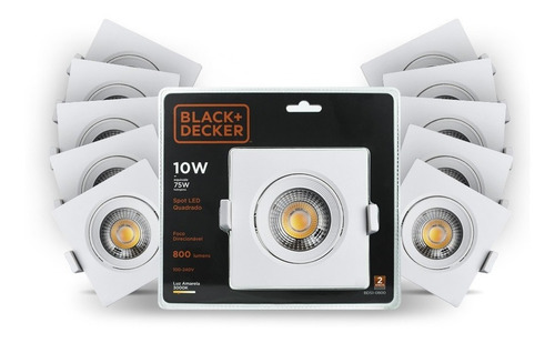 Kit 20 Spot Led 10w Amarela Quadrado - Black + Decker
