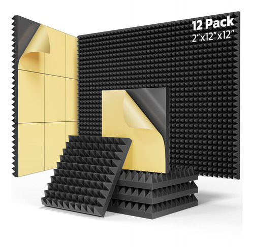 Paquete De 12 Paneles De Espuma Piramidal A Prueba De Sonido