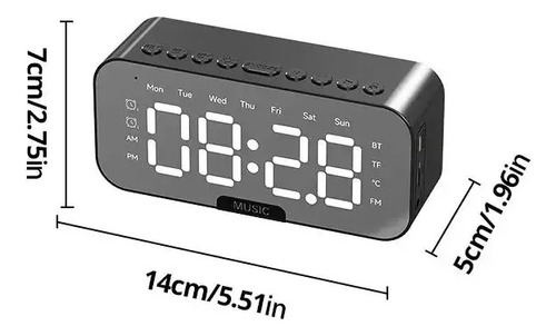 Despertador Led Bluetooth De 1 Pieza Con Radio Fm Y Temperat