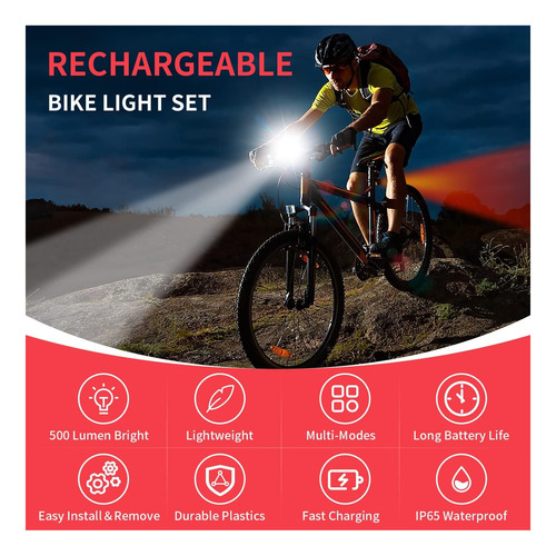 Luces De Bicicleta Recargables De Luz De Bicicleta Con Luces