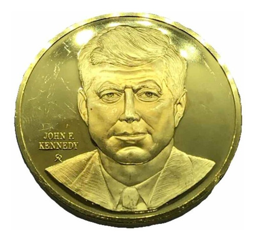 Medalla John Kennedy Electrochapado En Oro 24kt Sobre Plata