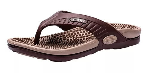  CLSQLXYJZC Pantuflas de playa para hombre, ligeras y casuales  con dos correas ajustables, sandalias de punta abierta, suaves y elásticas  para exteriores, suelas antideslizantes, zapatillas de playa (color:  marrón, tamaño: 9.5) 