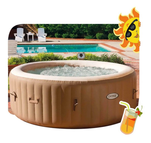 Spa Inflable New Burbuja Terapia Redondo P/ 4 Personas Intex