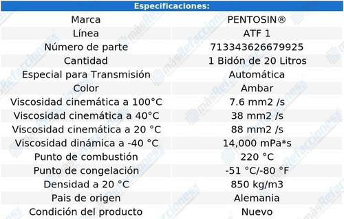 Aceite De Transmision T100 V6 3.0l 93-94 Atf 1 20 Lts