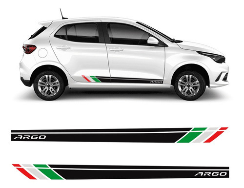 Faixa Lateral Fiat Argo Sport 2018/2021 Itália Adesivo Cor Preto