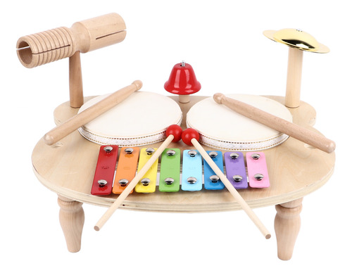 Batería De Percusión Educativa De Madera Para Niños, Todo En