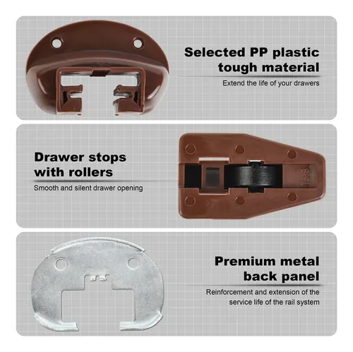 Kit Drawer Track Slide, 5 Juegos, Guías Para Cajones Furnitu