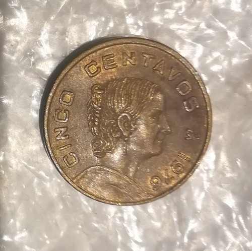 Moneda De Cobre De Josefa Chica 5 Centavos 1976 B. Edo. (Usado)