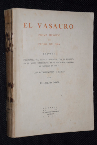 El Vasauro Poema Heroico Conquista Pedro De Oña